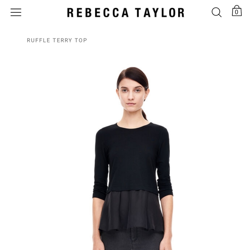 NWT Rebecca Taylor Terry Top w/ Ruffle